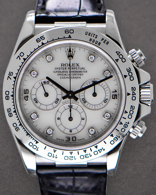 Rolex Cosmograph Daytona 40MM Mother Of Pearl Dial Leather Strap (16519)