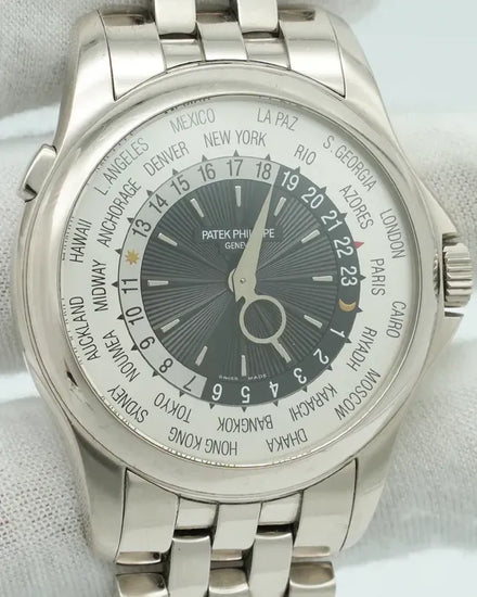 2017 Patek Philippe World Time 39.5MM Grey Dial White Gold Bracelet (5130/1G-011)