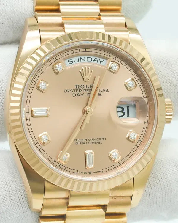 2022 Rolex Day-Date 36MM Champagne Dial Yellow Gold President Bracelet (128238)