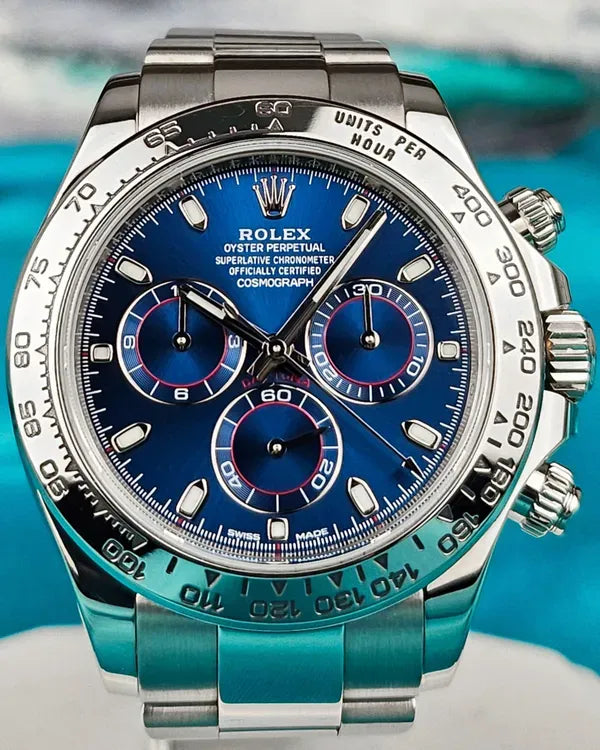2019 Rolex Cosmograph Daytona 40MM Blue Dial White Gold Oyster Bracelet (116509)
