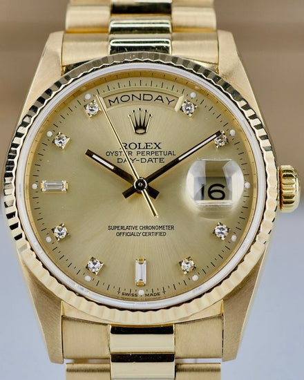 Rolex Day-Date 36MM Champagne Dial Yellow Gold President Bracelet (18238)