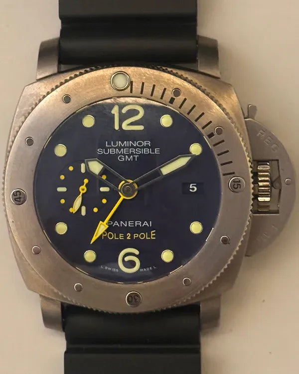 Panerai Luminor Submersible GMT "Pole 2 Pole" L. E. 47MM Blue Dial Rubber Strap (PAM00719)