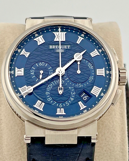 Breguet Marine Chronograph 42.3MM Blue Dial Leather Strap (5527BB/Y2/9WV)