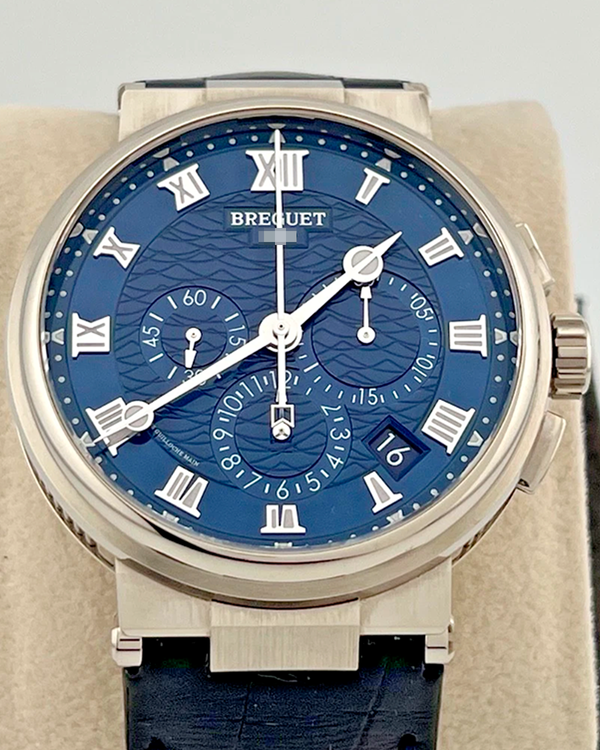 Breguet Marine Chronograph 42.3MM Blue Dial Leather Strap (5527BB/Y2/9WV)
