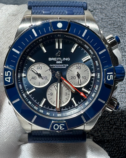 Breitling Super Chronomat B01 44MM Blue Dial Rubber Strap (AB0136161C1A1)