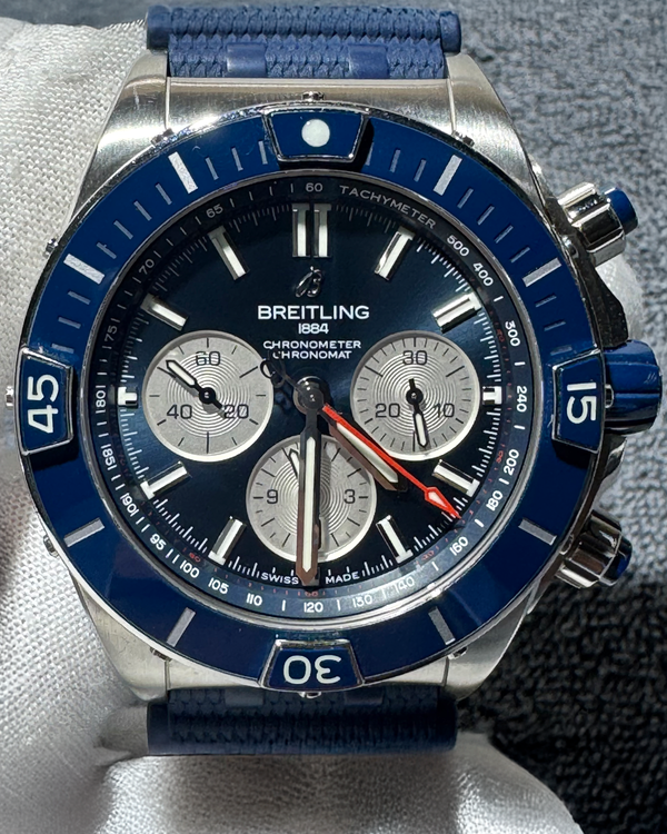 Breitling Super Chronomat B01 44MM Blue Dial Rubber Strap (AB0136161C1A1)