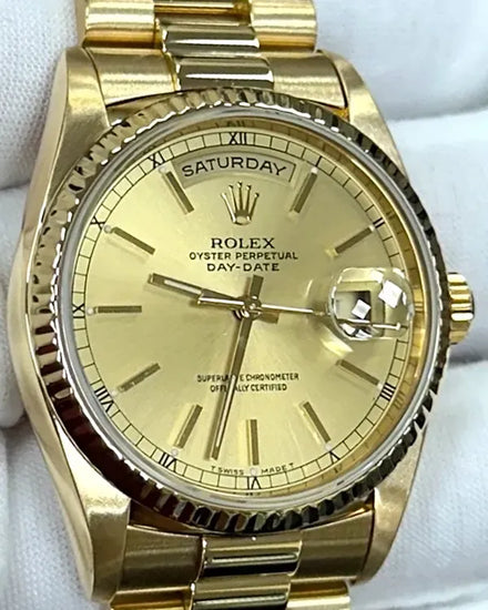1991 Rolex Day-Date 36MM Champagne Dial Yellow Gold President Bracelet (18238)