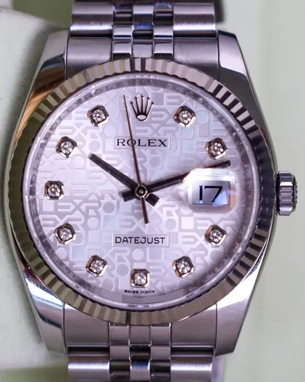 Rolex Datejust 36MM Silver "Jubilee Motif" Dial Super Jubilee Bracelet (116234)