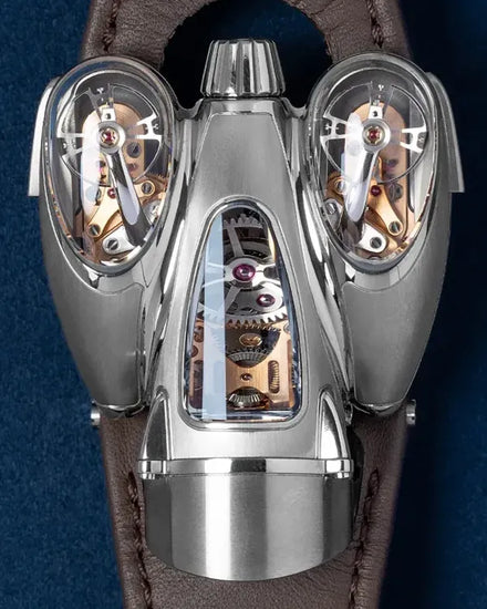 MB&F HM9 Flow Titanium 47MM Black Dial Leather Strap (009-0100-03-001)