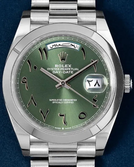 Rolex Day-Date 40MM Green Dial Platinum President Bracelet (228206)