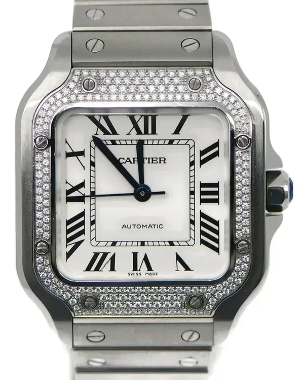 2022 Cartier Santos De Cartier 35MM Silver Dial Steel Bracelet (W4SA0005)