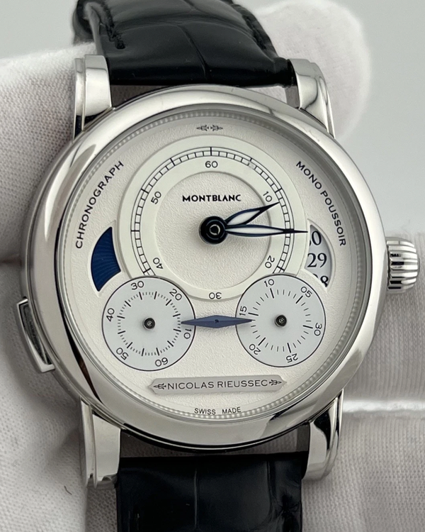 Montblanc Nicolas Rieussec L.E. 43MM White Dial Leather Strap (111012)