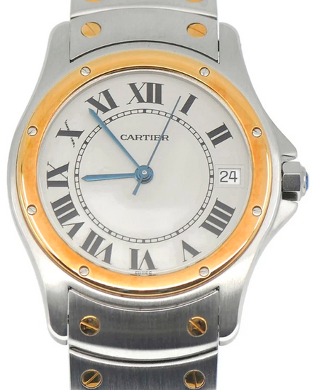 Cartier Santos Ronde 33MM White Dial Two-Tone Bracelet (W20036R3)