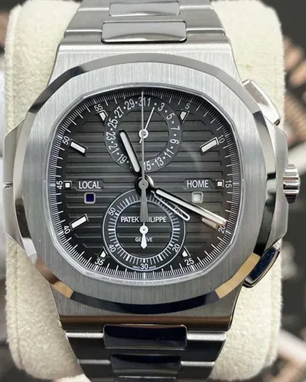 Patek Philippe Nautilus Travel Time 40.5MM Black Dial Steel Bracelet (5990/1A)
