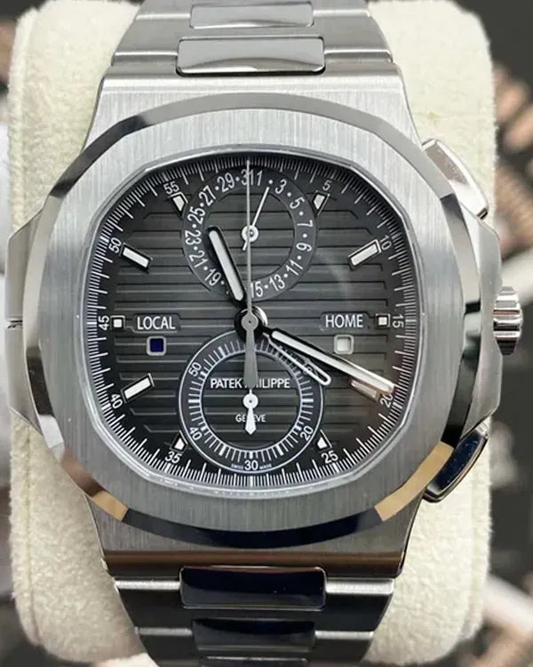 Patek Philippe Nautilus Travel Time 40.5MM Black Dial Steel Bracelet (5990/1A)