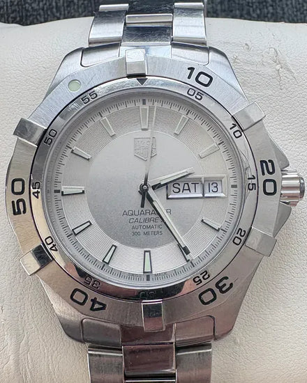 2015 Tag Heuer Aquaracer 300M 41MM Silver Dial Steel Bracelet (WAF2011)