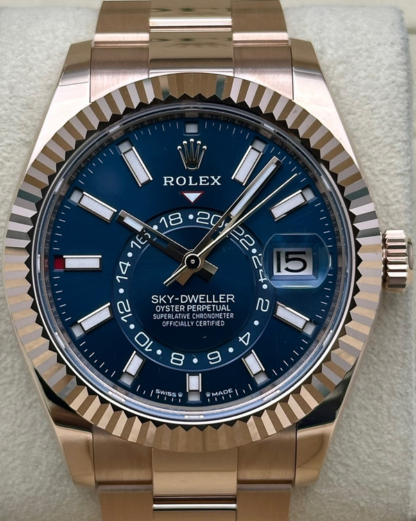 2025 Rolex Sky-Dweller 42MM Blue Dial Rose Gold Oyster Bracelet (336935)