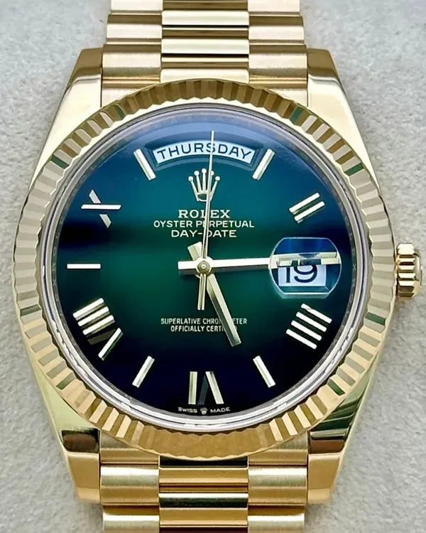 2024 Rolex Day-Date 40MM Green "Ombré" Dial Yellow Gold President Bracelet (228238)