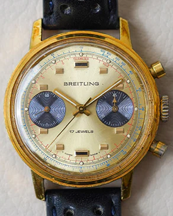 Breitling Chronograph "Blue Eyed Panda" 37MM Champagne Dial Aftermarket Leather Strap (9122)