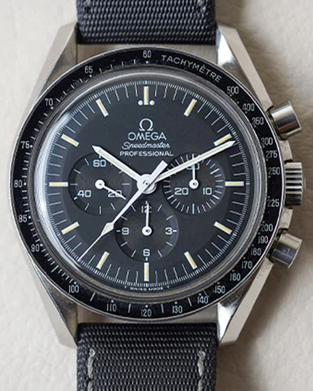 1997 Omega Speedmaster Professional Moonwatch 42MM Black Dial Aftermarket Textile Strap (3570.50.00)