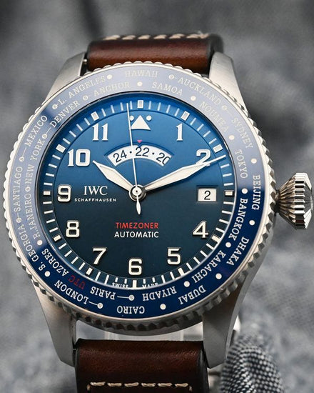 2022 IWC Schaffhausen Pilot Timezoner L.E. 46MM Blue Dial Leather Strap (IW395503)