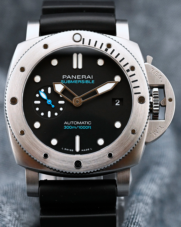 2020 Panerai Submersible 42MM Black Dial Rubber Strap (PAM00973)