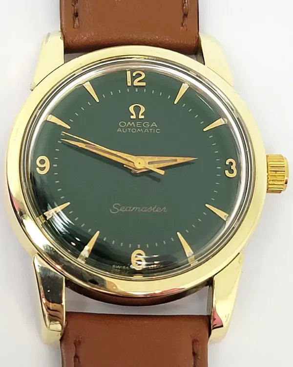 Omega Seamaster Automatic Vintage 34.3MM Green Dial Aftermarket Leather Strap (2846 6 SC)