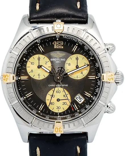 Breitling Chronomat Sirius 39MM Quartz Grey Dial Leather Strap (B53011)