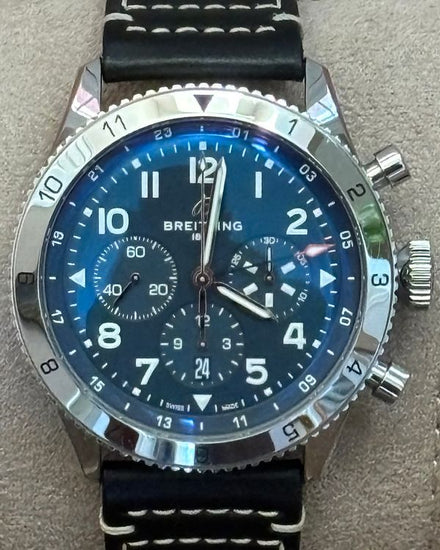 2022 Breitling Super Avi B04 46MM Blue Dial Leather Strap (AB0445)