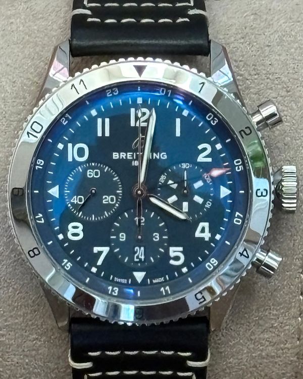 2022 Breitling Super Avi B04 46MM Blue Dial Leather Strap (AB0445)