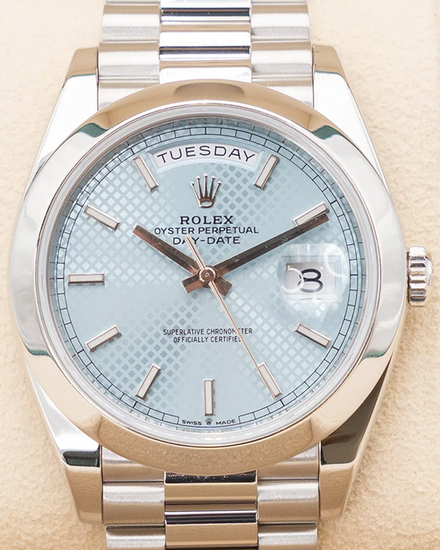 2019 Rolex Day-Date 40MM Ice Blue Dial Platinum President Bracelet (228206)