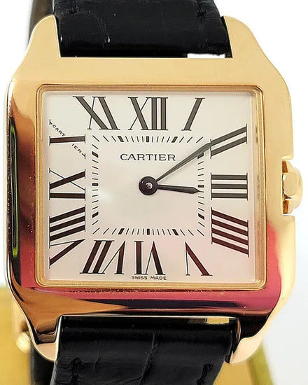 2025 Cartier Santos Dumont 38.5MM Quartz Silver Dial Leather Strap (2788)