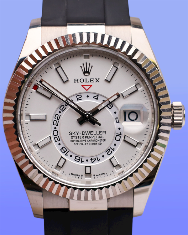 2023 Rolex Sky-Dweller 42MM White Dial Rubber Strap (336239)
