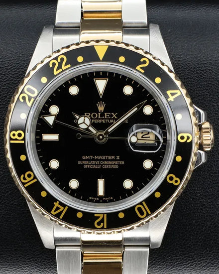 2005 Rolex GMT-Master II 40MM Black Dial Two-Tone Oyster Bracelet (16713)