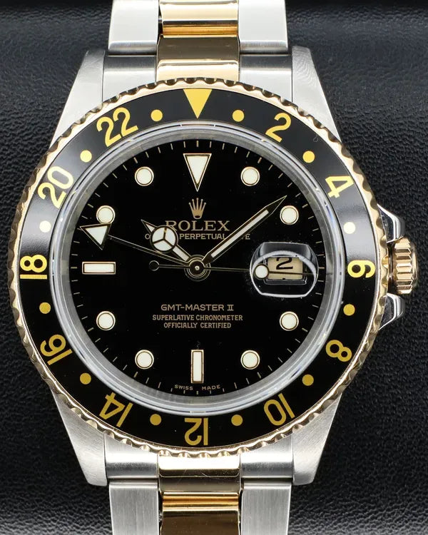 2005 Rolex GMT-Master II 40MM Black Dial Two-Tone Oyster Bracelet (16713)