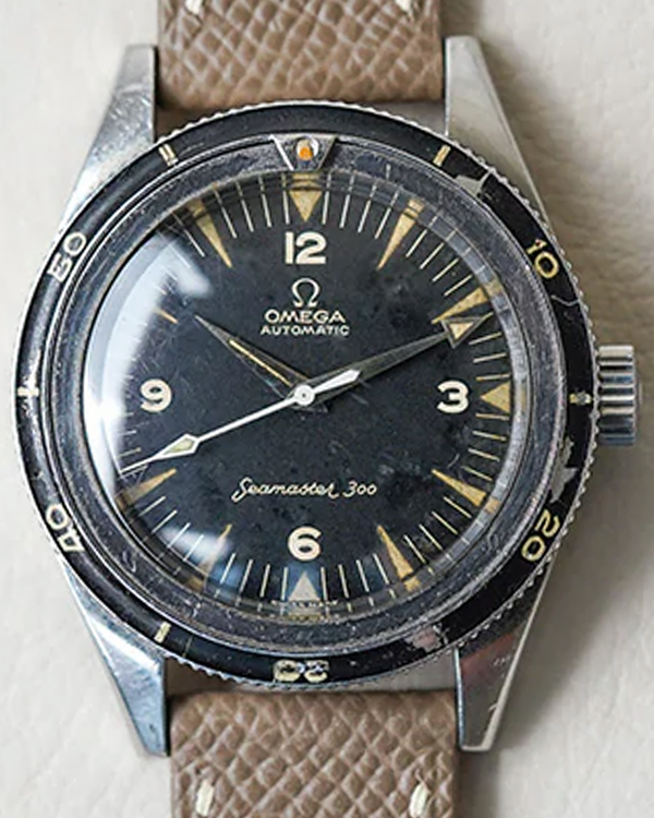 1963 Omega Seamaster 300 39MM Black Dial Aftermarket Leather Strap (165.014-63)
