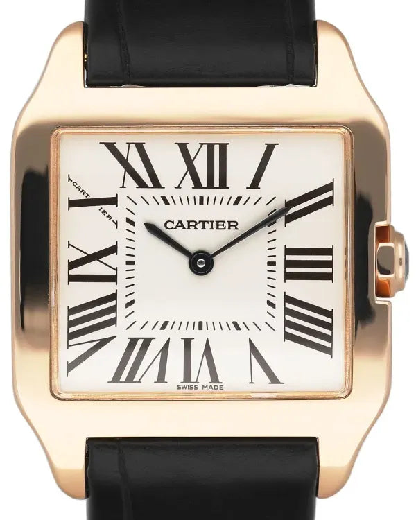 Cartier Santos Dumont 30.5MM Quartz White Dial Leather Strap (W2009251)
