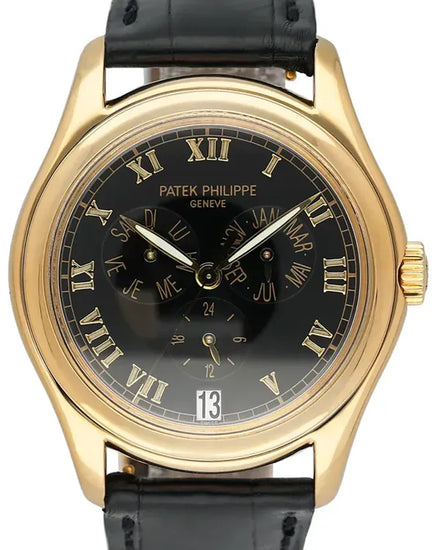 Patek Philippe Annual Calendar 37MM Black Dial Leather Strap (5035J)