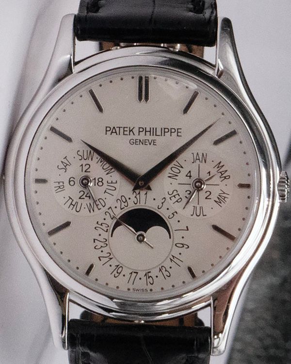 2007 Patek Philippe Perpetual Calendar 37.2MM Opaline Dial Leather Strap (5140G-001)