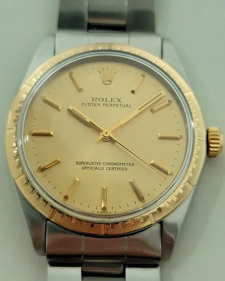 1968 Rolex Oyster Perpetual 34MM Champagne Dial Oyster Bracelet (1038)
