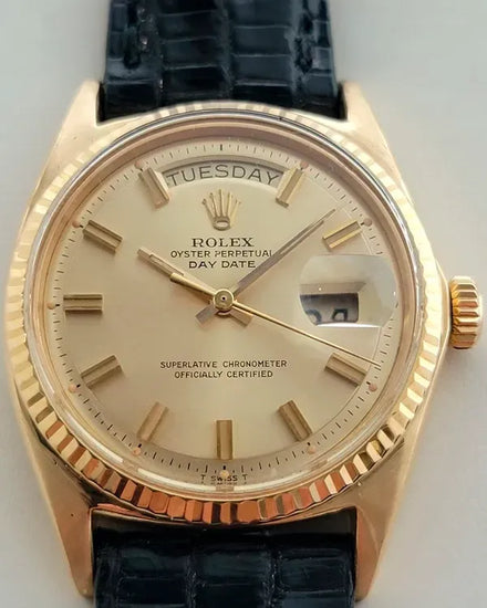 1972 Rolex Day-Date 36MM Champagne Dial Aftermarket Leather Strap (1803)