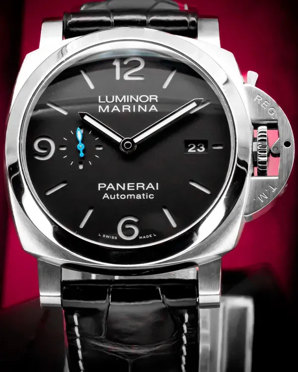 2017 Panerai Luminor Marina 1950 3 Days 44MM Black Dial Leather Strap (PAM01312)