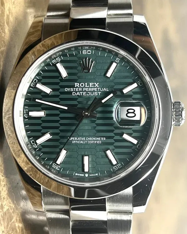 2023 Rolex Datejust 41MM Green "Fluted Motif" Dial Oyster Bracelet (126300)