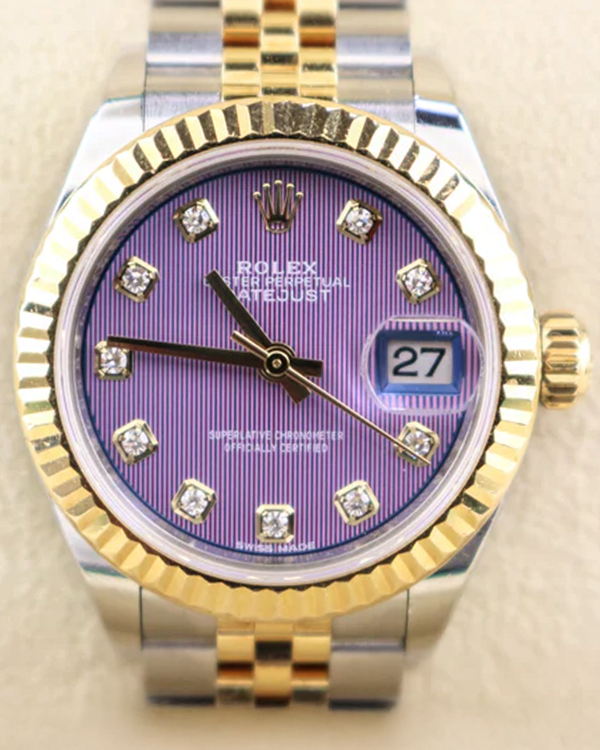 2020 Rolex Lady-Datejust 28MM Lavender "Tapestry" Dial Two-Tone Super Jubilee Bracelet (279173)
