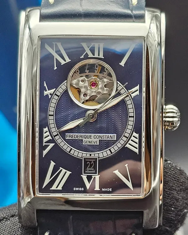 No Reserve - Frederique Constant Classics Carree 47MM Blue Dial Leather Strap (FC-315DNS4C26)