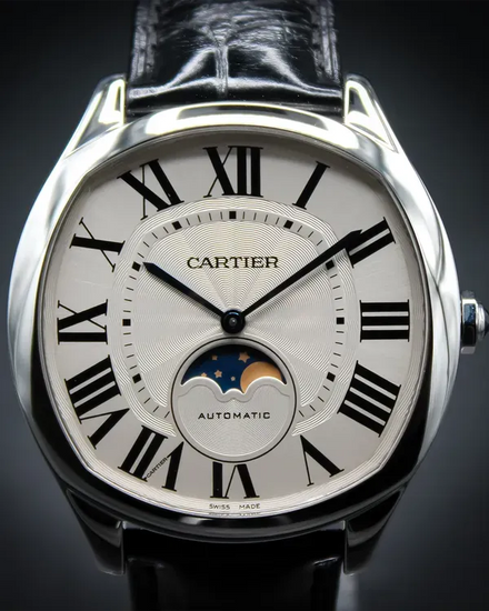 2020 Cartier Drive De Cartier Moonphase 40MM Silver Dial Leather Strap (WSNM0008)