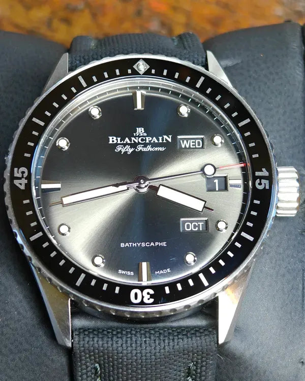 2021 Blancpain Fifty Fathoms Bathyscaphe Annual Calendar 43MM Grey Dial Textile Strap (5071-1-1110-B52A)