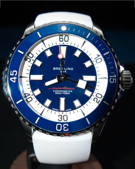 2023 Breitling Superocean 46MM Blue Dial Aftermarket Rubber Strap (A17378E71C1S1)