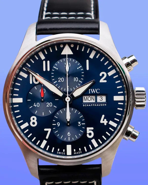 2018 IWC Schaffhausen Pilot Chronograph "Le Petit Prince" 43MM Blue Dial Leather Strap (IW377714)