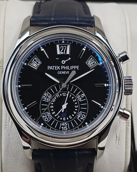 2014 Patek Philippe Annual Calendar Chronograph 40.5MM Black Dial Leather Strap (5960P 016)